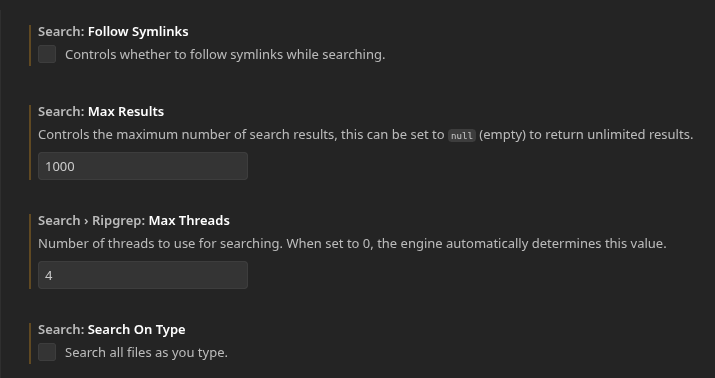search settings